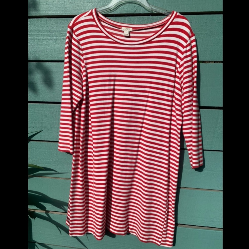 *NWOT* J Crew Red/White Striped T-Shirt Dress